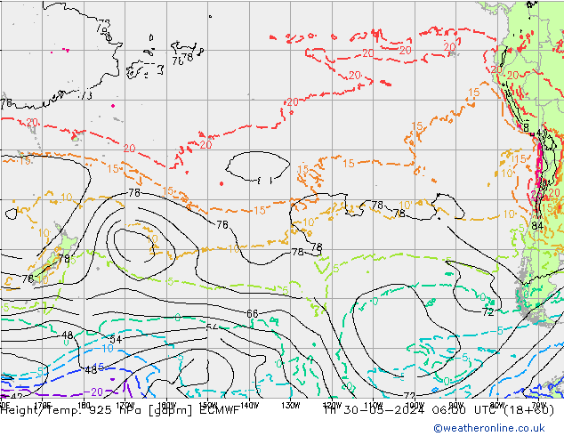 Yükseklik/Sıc. 925 hPa ECMWF Per 30.05.2024 06 UTC