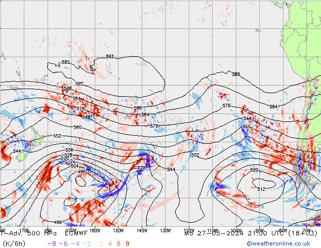 T-Adv. 500 hPa ECMWF lun 27.05.2024 21 UTC