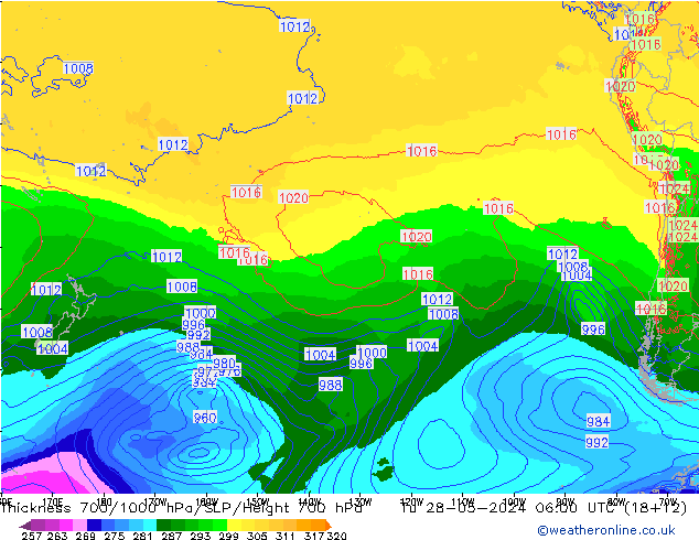 Dikte700-1000 hPa ECMWF di 28.05.2024 06 UTC