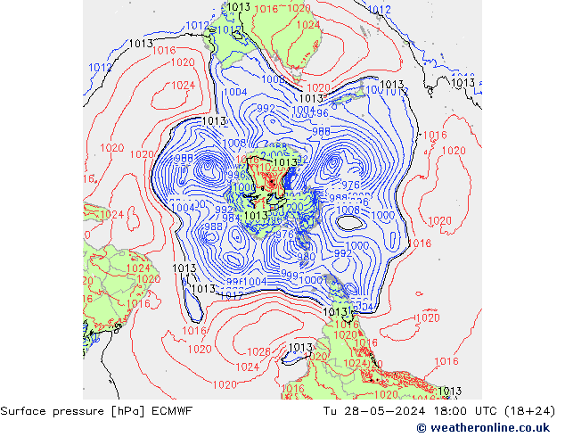 Yer basıncı ECMWF Sa 28.05.2024 18 UTC