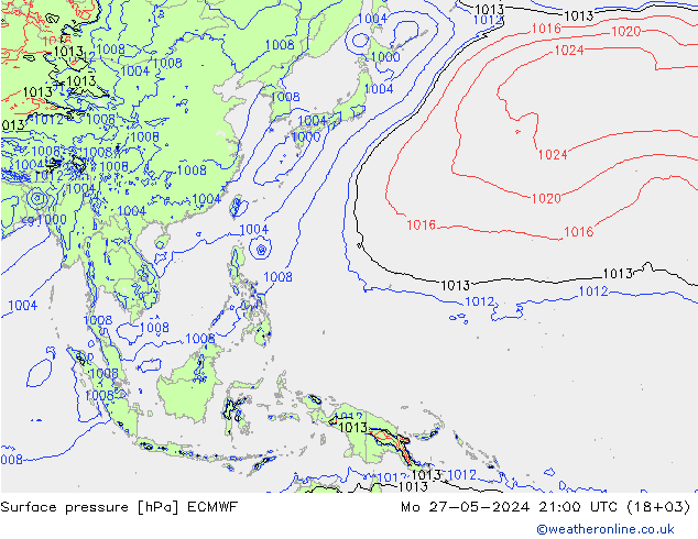 приземное давление ECMWF пн 27.05.2024 21 UTC