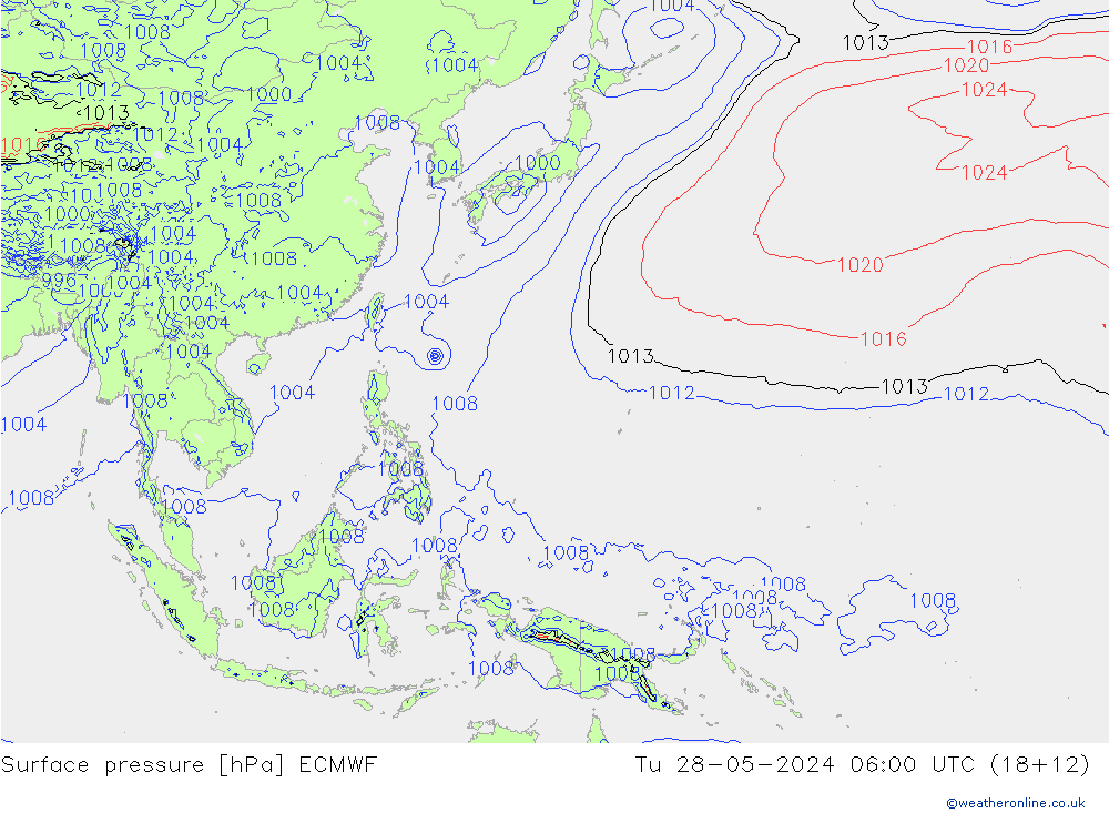 Pressione al suolo ECMWF mar 28.05.2024 06 UTC