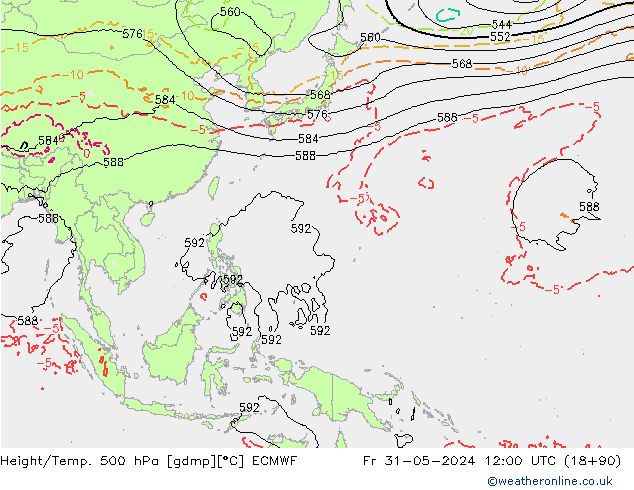 Z500/Yağmur (+YB)/Z850 ECMWF Cu 31.05.2024 12 UTC