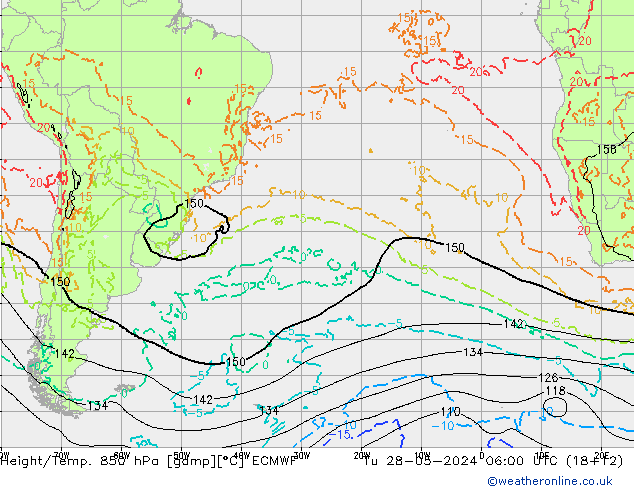 Z500/Rain (+SLP)/Z850 ECMWF Út 28.05.2024 06 UTC