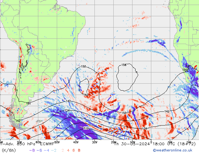 T-Adv. 850 hPa ECMWF Čt 30.05.2024 18 UTC