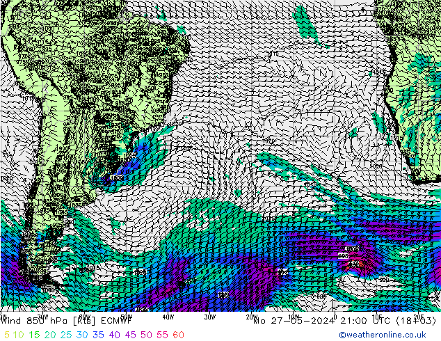 Viento 850 hPa ECMWF lun 27.05.2024 21 UTC