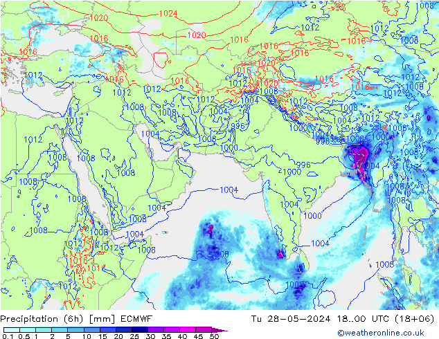 Z500/Rain (+SLP)/Z850 ECMWF Tu 28.05.2024 00 UTC