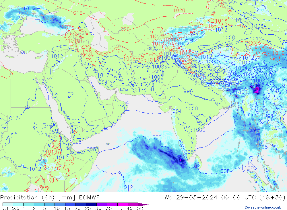 Z500/Rain (+SLP)/Z850 ECMWF We 29.05.2024 06 UTC