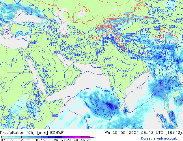 Z500/Rain (+SLP)/Z850 ECMWF mer 29.05.2024 12 UTC