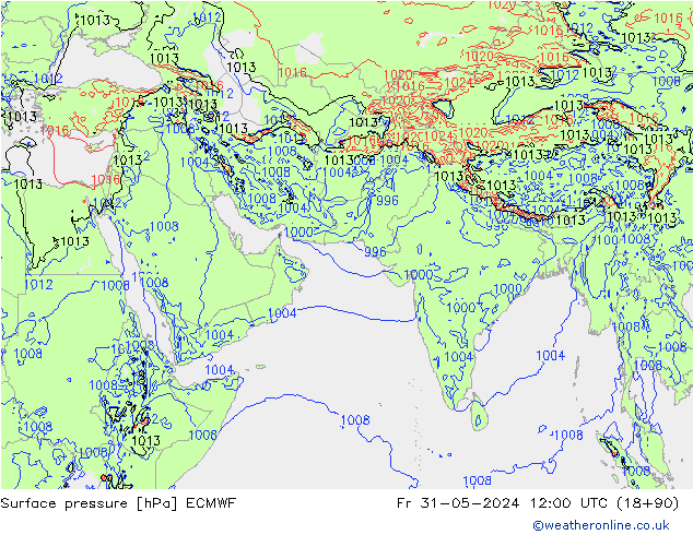 Pressione al suolo ECMWF ven 31.05.2024 12 UTC