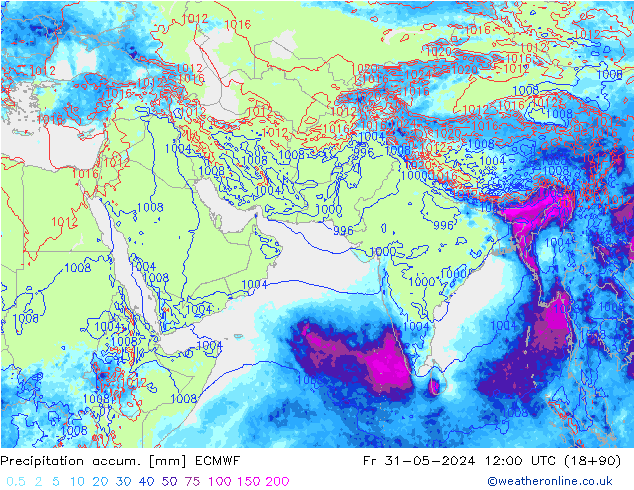 Precipitation accum. ECMWF Fr 31.05.2024 12 UTC