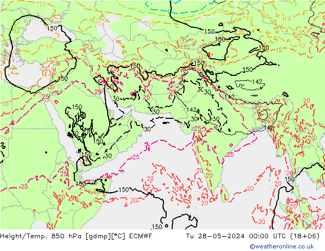 Z500/Rain (+SLP)/Z850 ECMWF Tu 28.05.2024 00 UTC