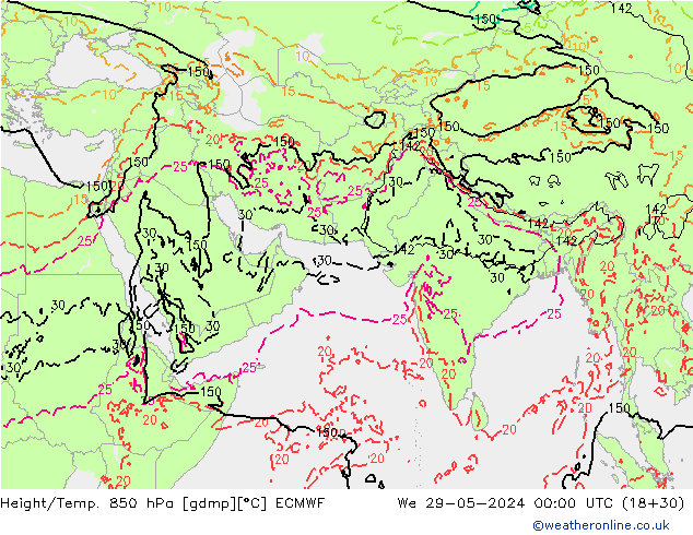 Z500/Rain (+SLP)/Z850 ECMWF St 29.05.2024 00 UTC