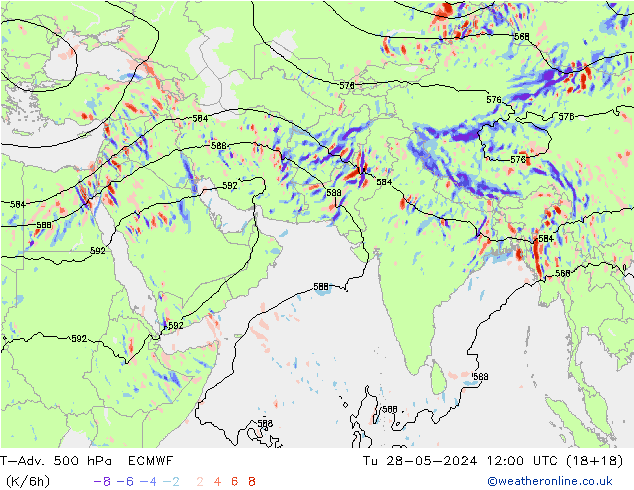 T-Adv. 500 hPa ECMWF mar 28.05.2024 12 UTC