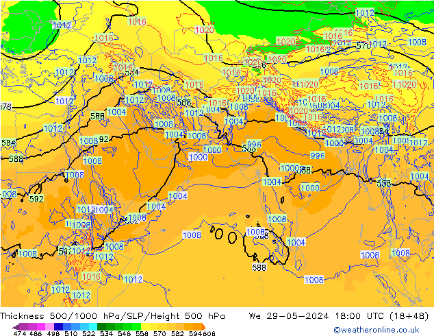 Thck 500-1000hPa ECMWF We 29.05.2024 18 UTC