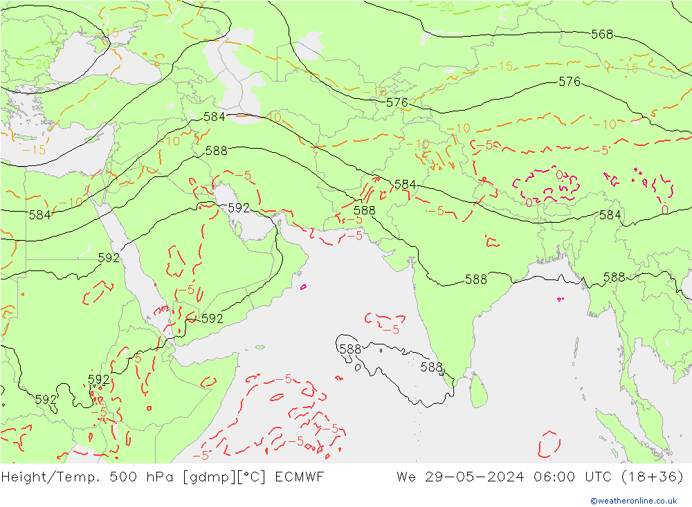 Z500/Rain (+SLP)/Z850 ECMWF We 29.05.2024 06 UTC