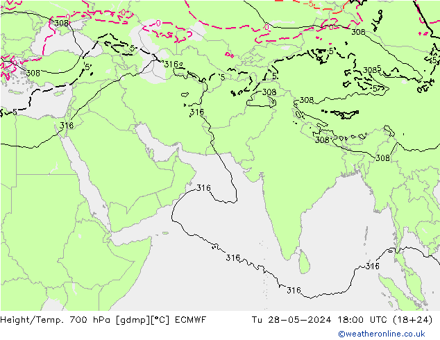 Height/Temp. 700 hPa ECMWF Ter 28.05.2024 18 UTC