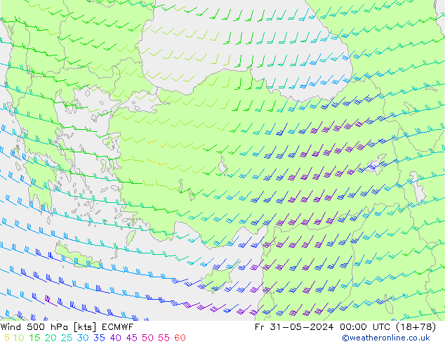 Vent 500 hPa ECMWF ven 31.05.2024 00 UTC