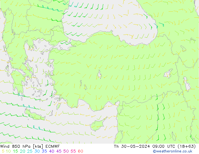 Vent 850 hPa ECMWF jeu 30.05.2024 09 UTC