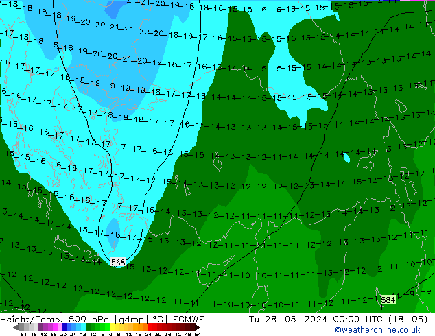 Height/Temp. 500 hPa ECMWF  28.05.2024 00 UTC