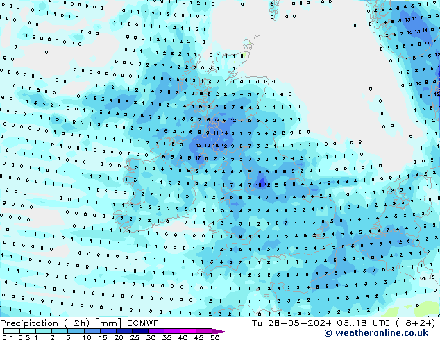 Yağış (12h) ECMWF Sa 28.05.2024 18 UTC