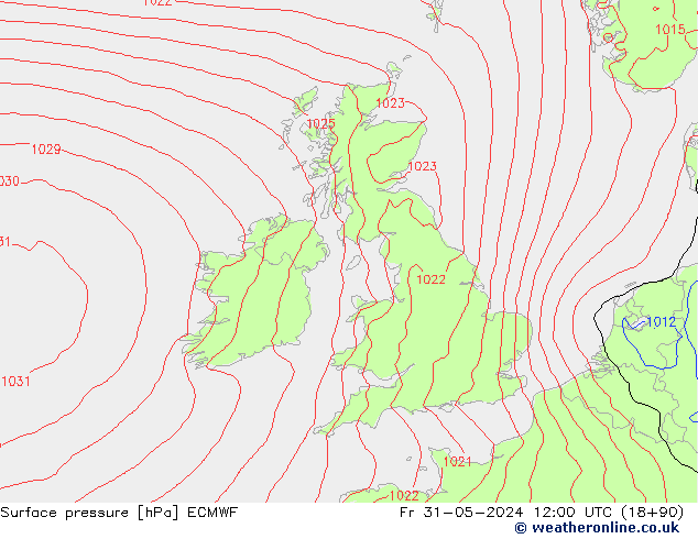 pression de l'air ECMWF ven 31.05.2024 12 UTC