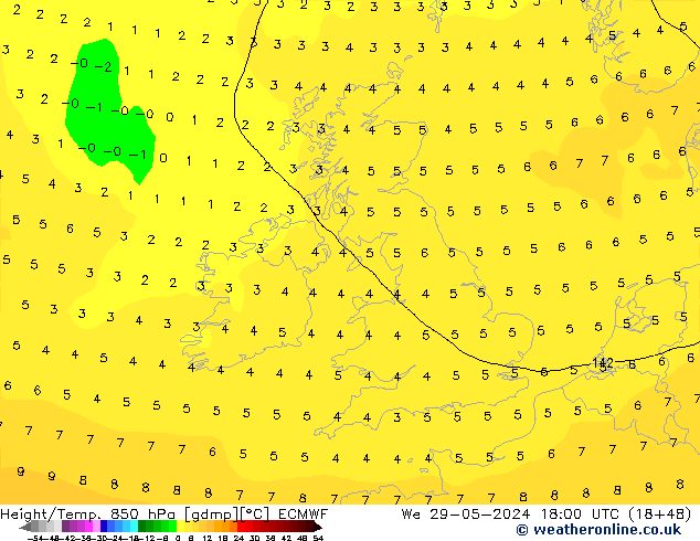 Z500/Rain (+SLP)/Z850 ECMWF Mi 29.05.2024 18 UTC