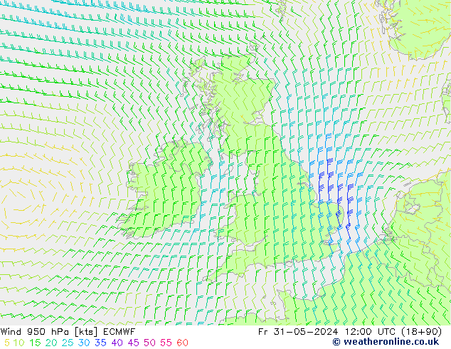 Wind 950 hPa ECMWF vr 31.05.2024 12 UTC