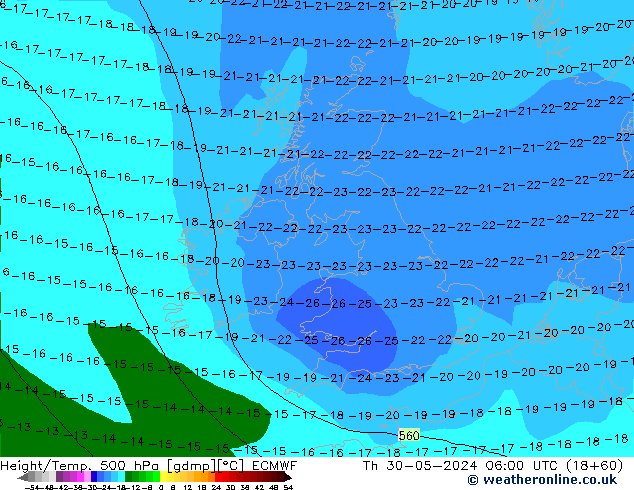 Z500/Rain (+SLP)/Z850 ECMWF  30.05.2024 06 UTC