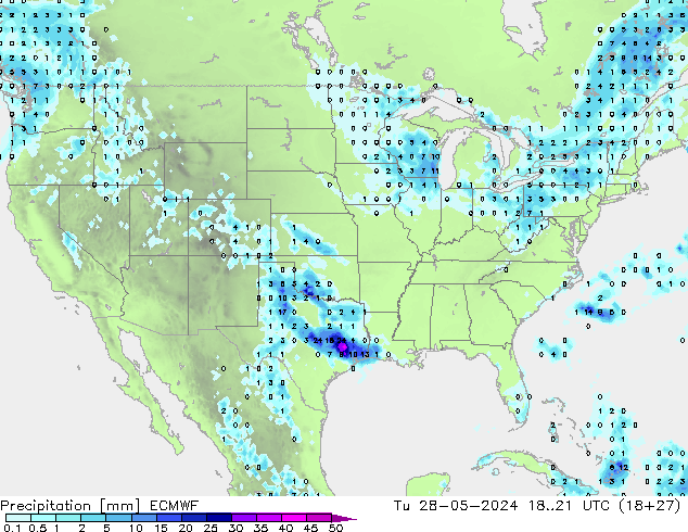 Neerslag ECMWF di 28.05.2024 21 UTC