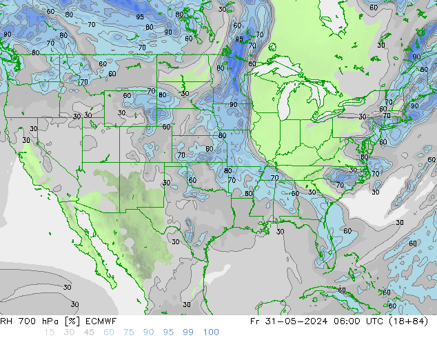 RH 700 hPa ECMWF  31.05.2024 06 UTC