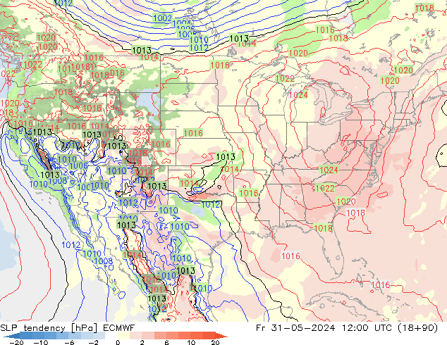 SLP tendency ECMWF Fr 31.05.2024 12 UTC