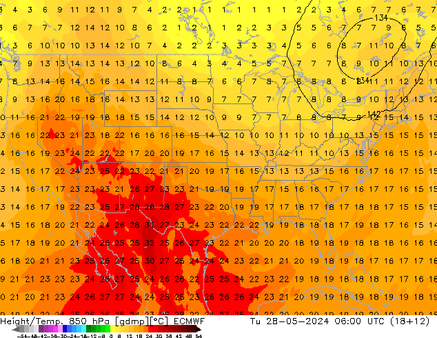 Z500/Regen(+SLP)/Z850 ECMWF di 28.05.2024 06 UTC