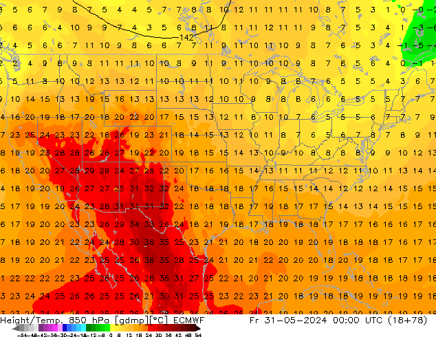 Z500/Rain (+SLP)/Z850 ECMWF Fr 31.05.2024 00 UTC