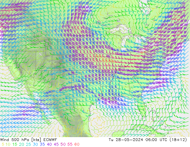 Vent 500 hPa ECMWF mar 28.05.2024 06 UTC