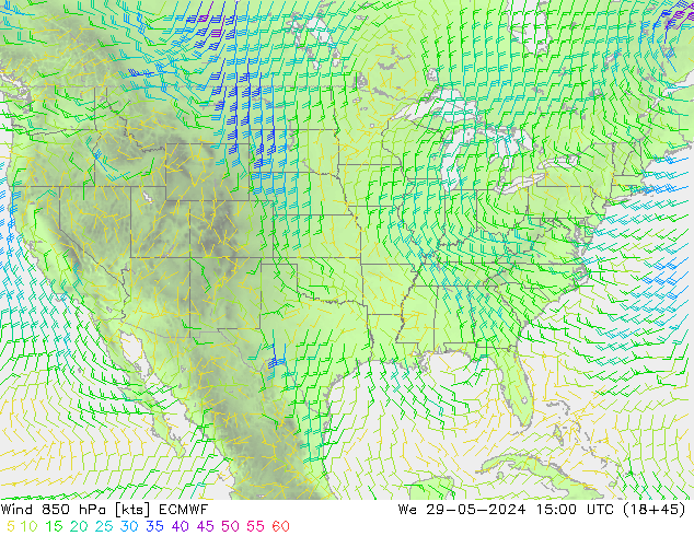 Wind 850 hPa ECMWF We 29.05.2024 15 UTC