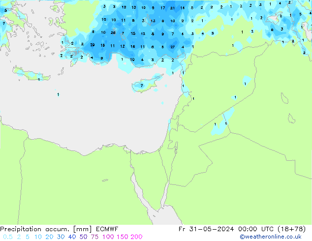 Précipitation accum. ECMWF ven 31.05.2024 00 UTC