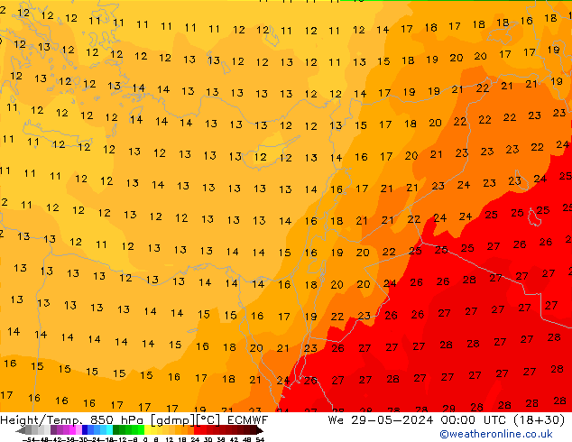 Z500/Regen(+SLP)/Z850 ECMWF wo 29.05.2024 00 UTC