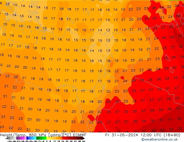 Z500/Yağmur (+YB)/Z850 ECMWF Cu 31.05.2024 12 UTC