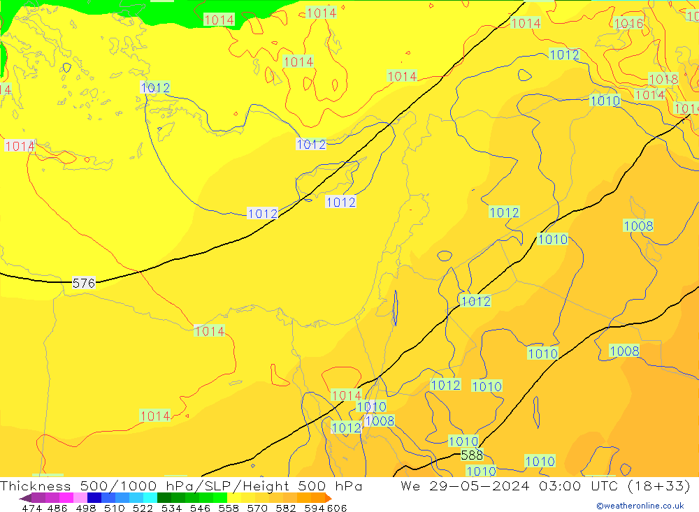 Thck 500-1000hPa ECMWF mer 29.05.2024 03 UTC