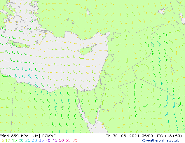 Wind 850 hPa ECMWF Th 30.05.2024 06 UTC