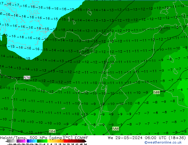 Hoogte/Temp. 500 hPa ECMWF wo 29.05.2024 06 UTC