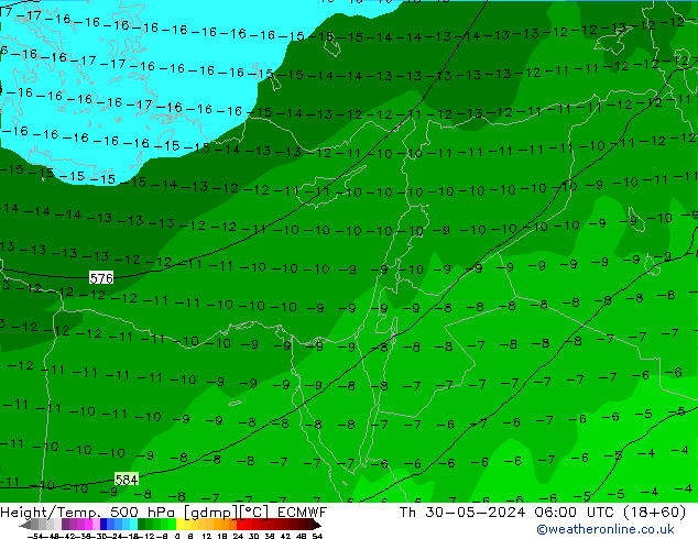 Height/Temp. 500 hPa ECMWF Th 30.05.2024 06 UTC