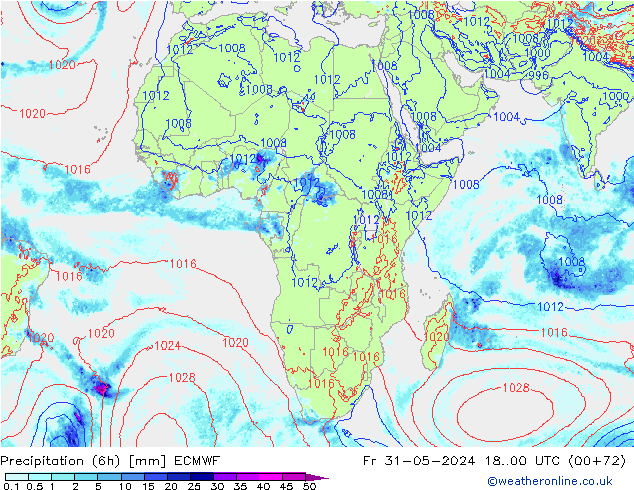 Precipitação (6h) ECMWF Sex 31.05.2024 00 UTC