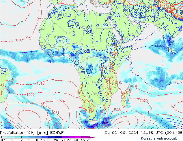 Z500/Yağmur (+YB)/Z850 ECMWF Paz 02.06.2024 18 UTC