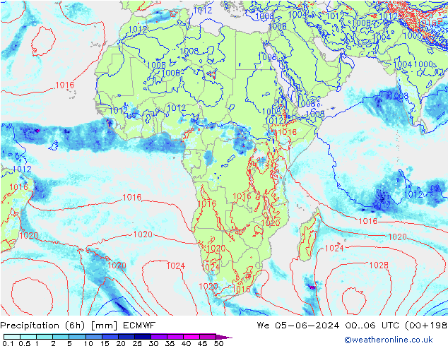 осадки (6h) ECMWF ср 05.06.2024 06 UTC