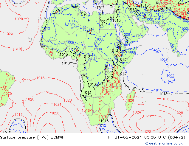 Atmosférický tlak ECMWF Pá 31.05.2024 00 UTC