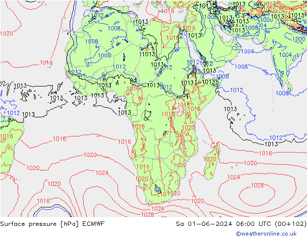 Luchtdruk (Grond) ECMWF za 01.06.2024 06 UTC