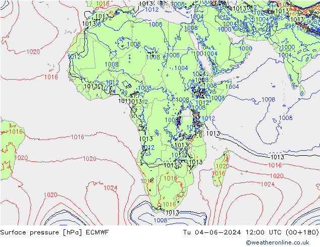 pressão do solo ECMWF Ter 04.06.2024 12 UTC