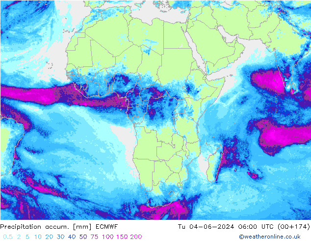 Toplam Yağış ECMWF Sa 04.06.2024 06 UTC